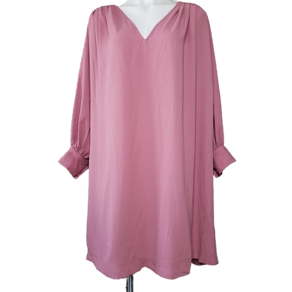 Prologue | NWT Heather Rose V Neck Cuff Long Sleeved Loose Shift Dress Women's S - Picture 1 of 7